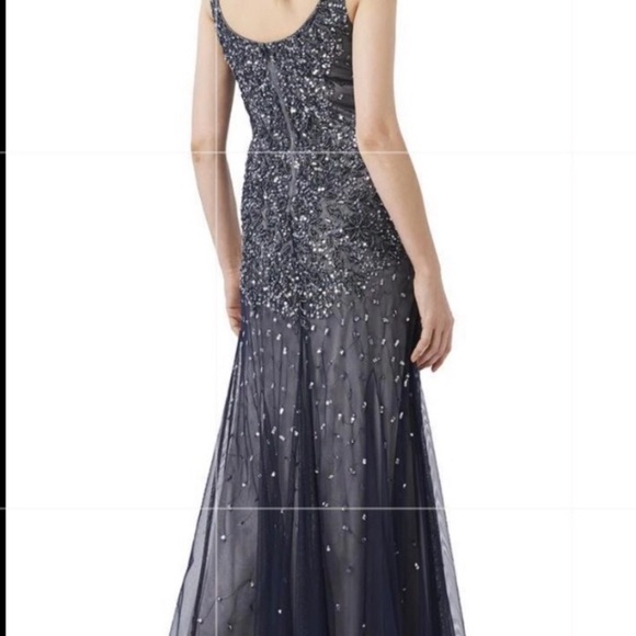 Adrianna Papell sleeveless beaded mesh tank gown - Picture 3 of 10